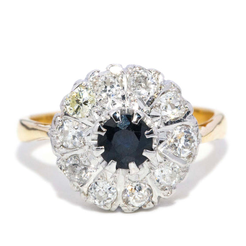 Lilianna Sapphire & Diamond Cluster Ring 18K Two Tone Gold