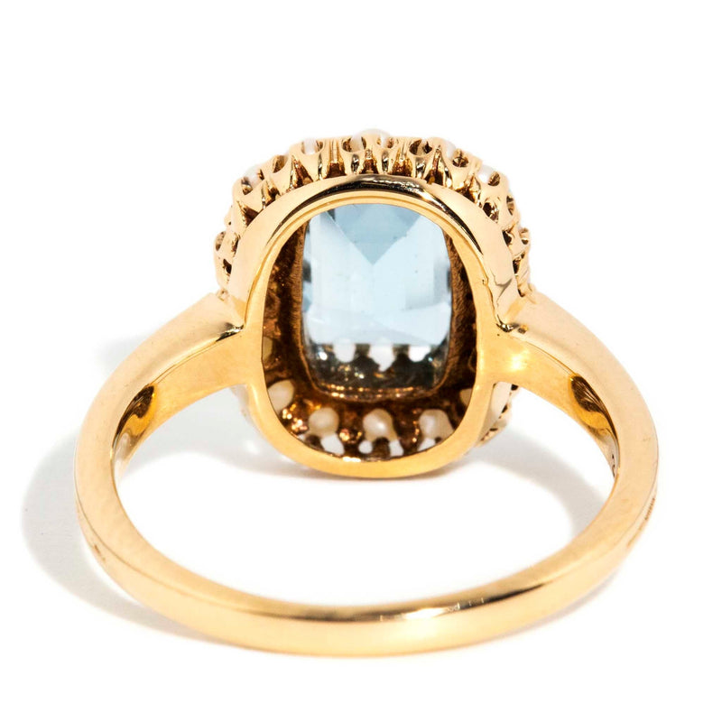 Lillian Blue Topaz and Seed Pearl Ring 9ct Gold* DRAFT Rings Imperial Jewellery 