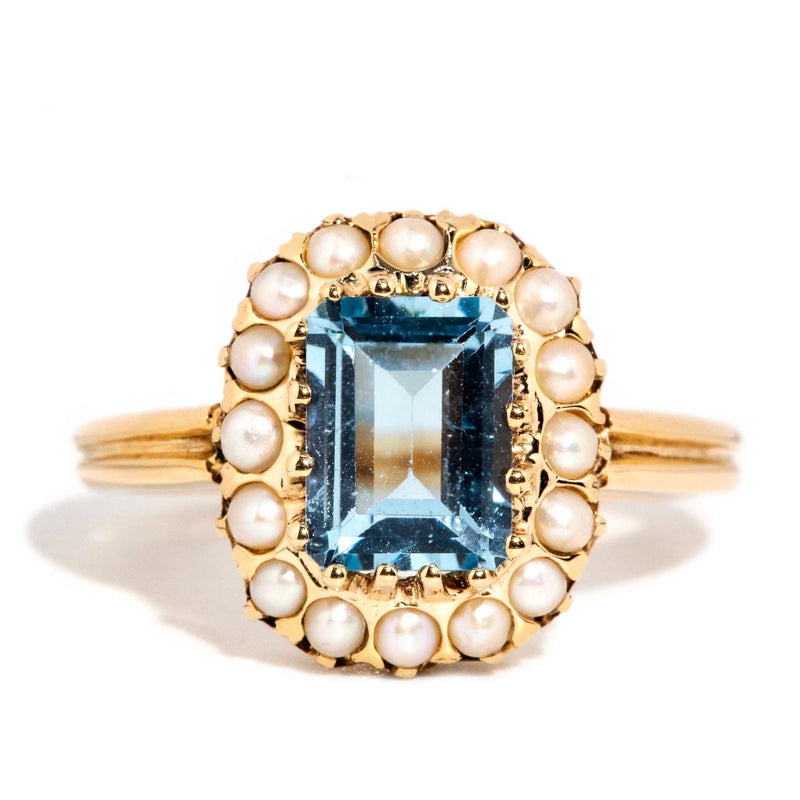 Lillian Blue Topaz and Seed Pearl Ring 9ct Gold* DRAFT Rings Imperial Jewellery Imperial Jewellery - Hamilton 