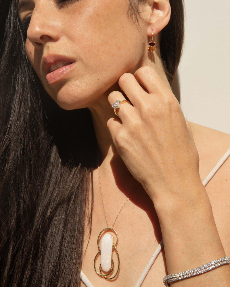 Vintage Circa 1980s Elongated White Opal Pendant 18 Carat Gold