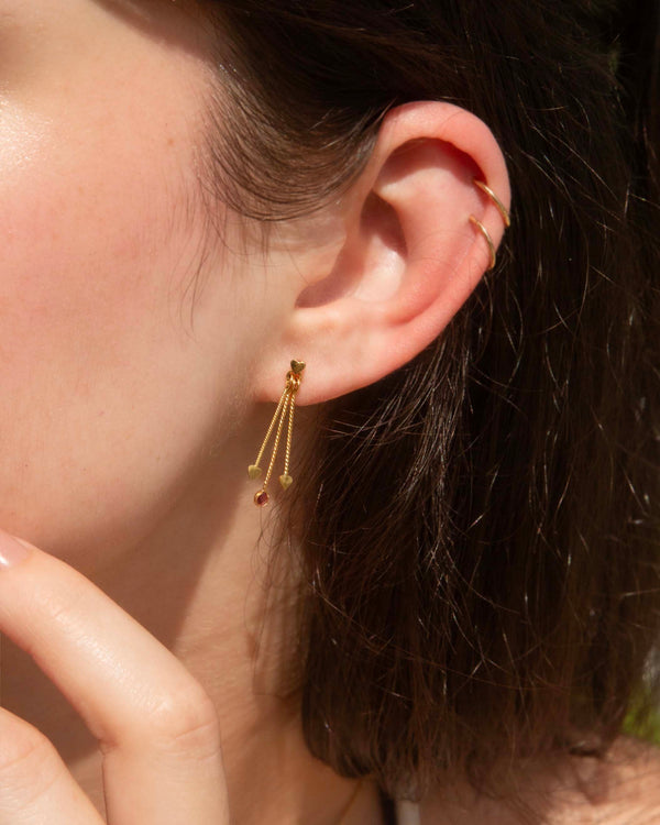 Liona 1980s Pink Sapphire Love Drop Earrings 9ct Gold Earrings Imperial Jewellery 