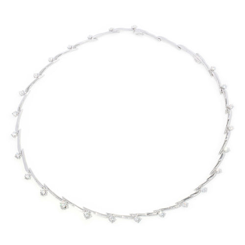 Liora Diamond Crossover Bar Link Necklace 18K White Gold