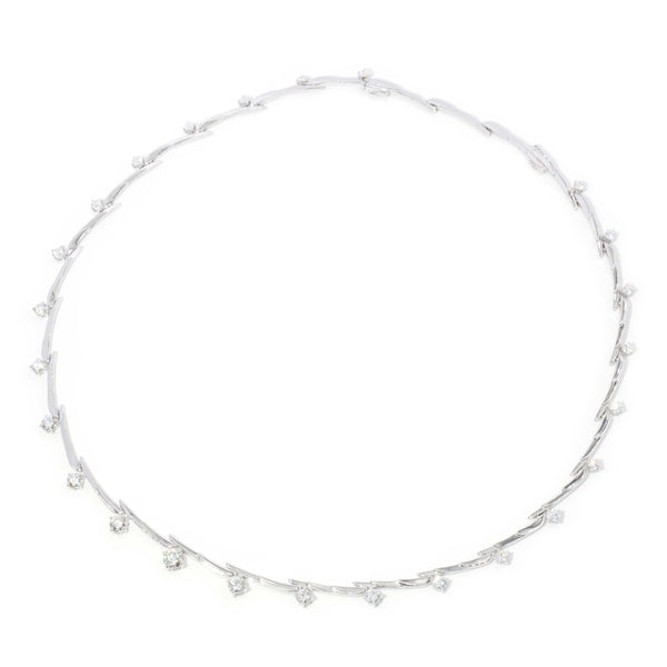 Contemporary Diamond Fancy Bar Link Necklace 18 Carat White Gold