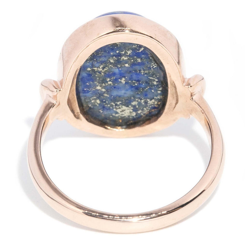 Vintage Circa 1970s Lapis Lazuli Ring 9 Carat Rose Gold
