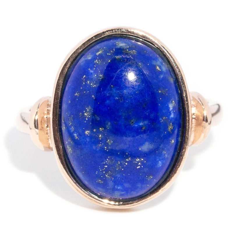Vintage Circa 1970s Lapis Lazuli Ring 9 Carat Rose Gold