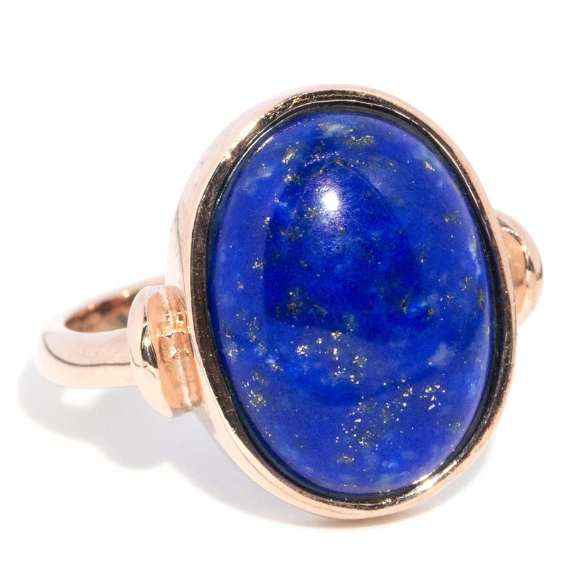 Vintage Circa 1970s Lapis Lazuli Ring 9 Carat Rose Gold