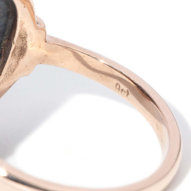 Vintage Circa 1970s Lapis Lazuli Ring 9 Carat Rose Gold