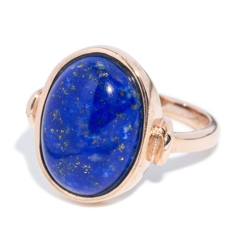 Vintage Circa 1970s Lapis Lazuli Ring 9 Carat Rose Gold