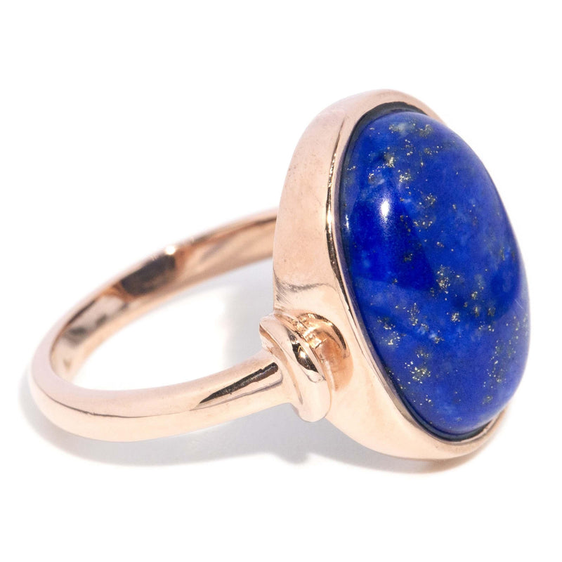 Vintage Circa 1970s Lapis Lazuli Ring 9 Carat Rose Gold