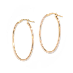 Vintage Circa 1990s Elongated Hoop Earrings 9 Carat Yellow Gold