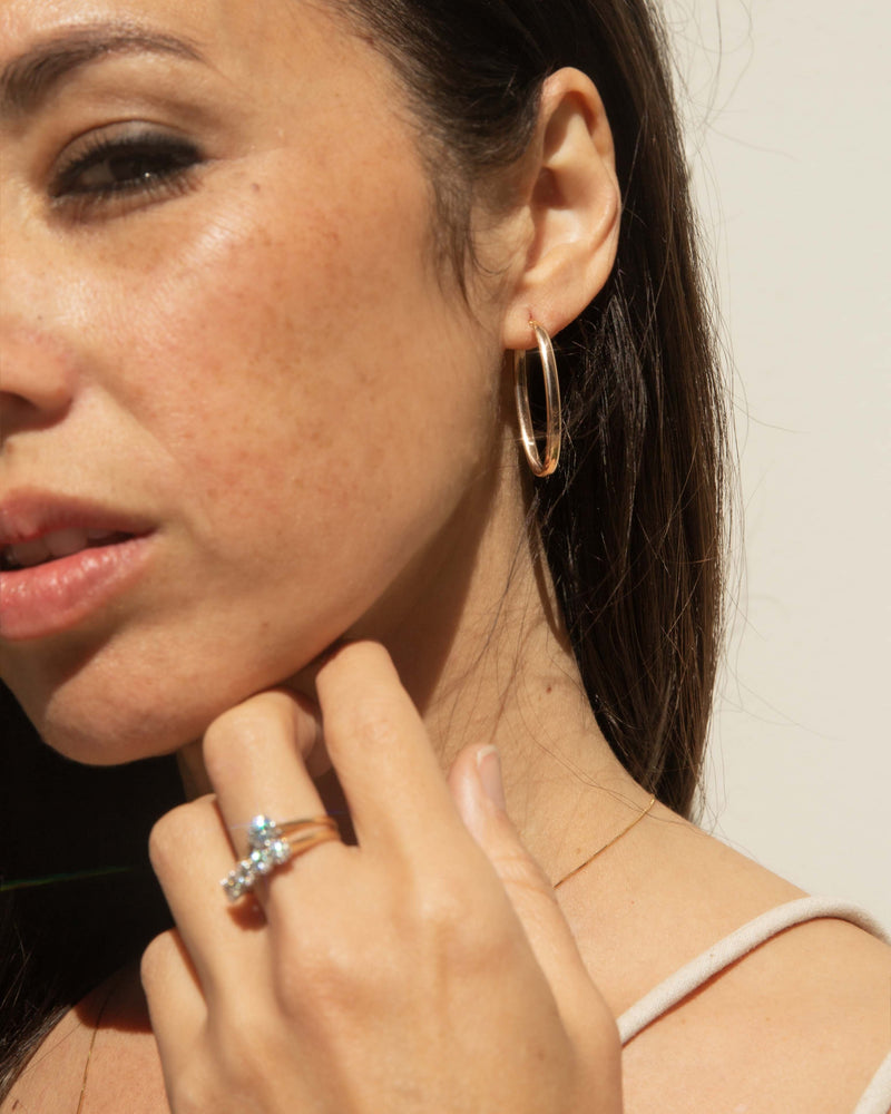 Lori 1990s Elongated Three Quarter Hoop Earrings 9ct Gold Earrings Imperial Jewellery 
