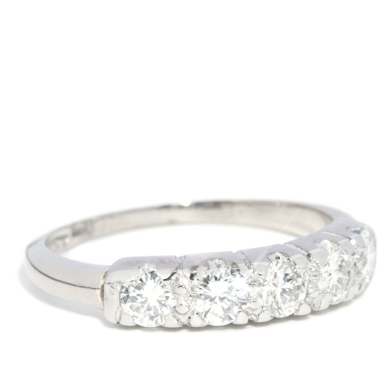 Vintage Circa 1950s Diamond Half Eternity Ring 18 Carat White Gold