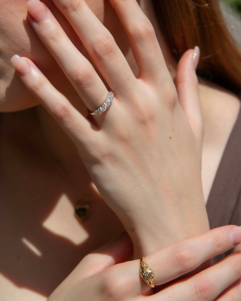 Louisa 1950s Diamond Half Eternity Ring 18ct White Gold Ring Imperial Jewellery 