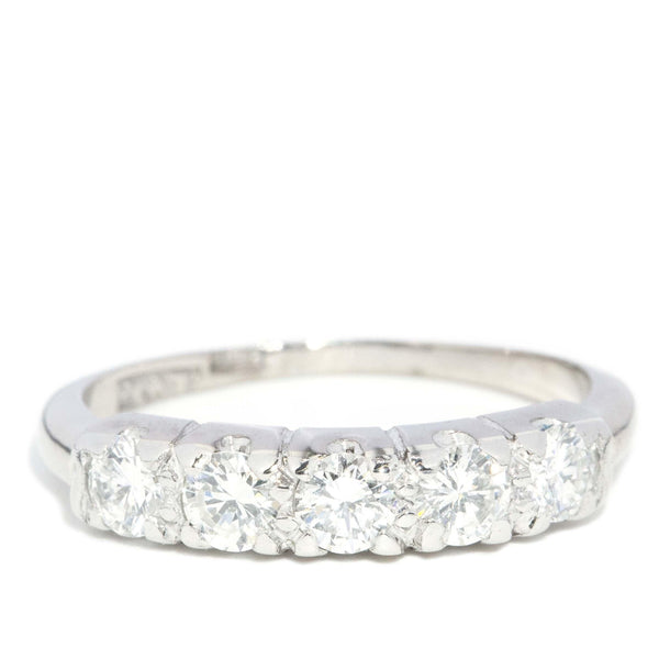 Vintage Circa 1950s Diamond Half Eternity Ring 18 Carat White Gold