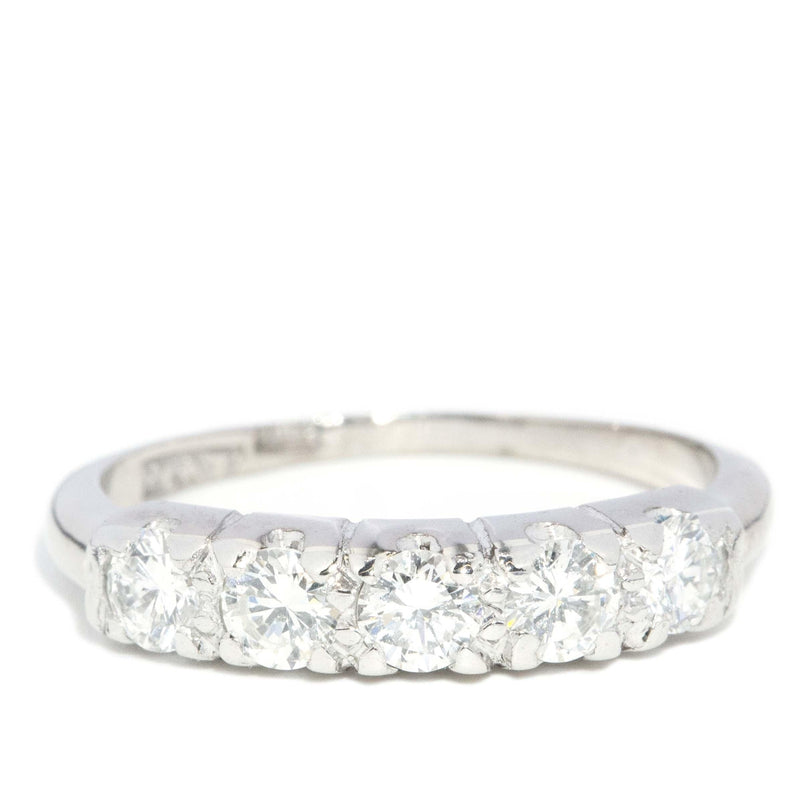 Vintage Circa 1950s Diamond Half Eternity Ring 18 Carat White Gold