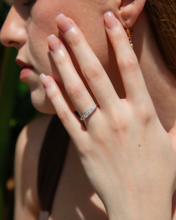 Louisa 1950s Diamond Half Eternity Ring 18ct White Gold Ring Imperial Jewellery 