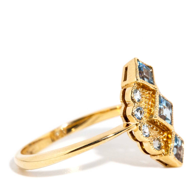 Louise Aquamarine Cluster Ring 9 Carat Gold* DRAFT Rings Imperial Jewellery 