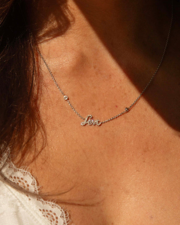 Lovelene Diamond "Love" Necklet 14ct White Gold Pendants/Necklaces Imperial Jewellery 
