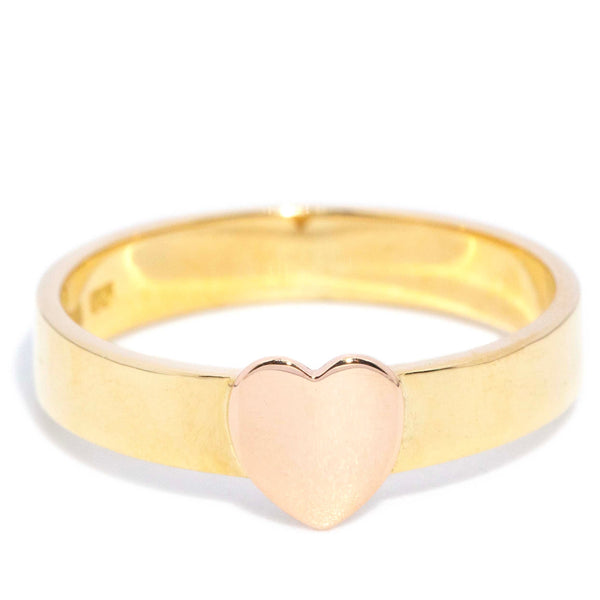 Lovelene Vintage Heart Band 18ct Rose & Yellow Gold Rings Imperial Jewellery 