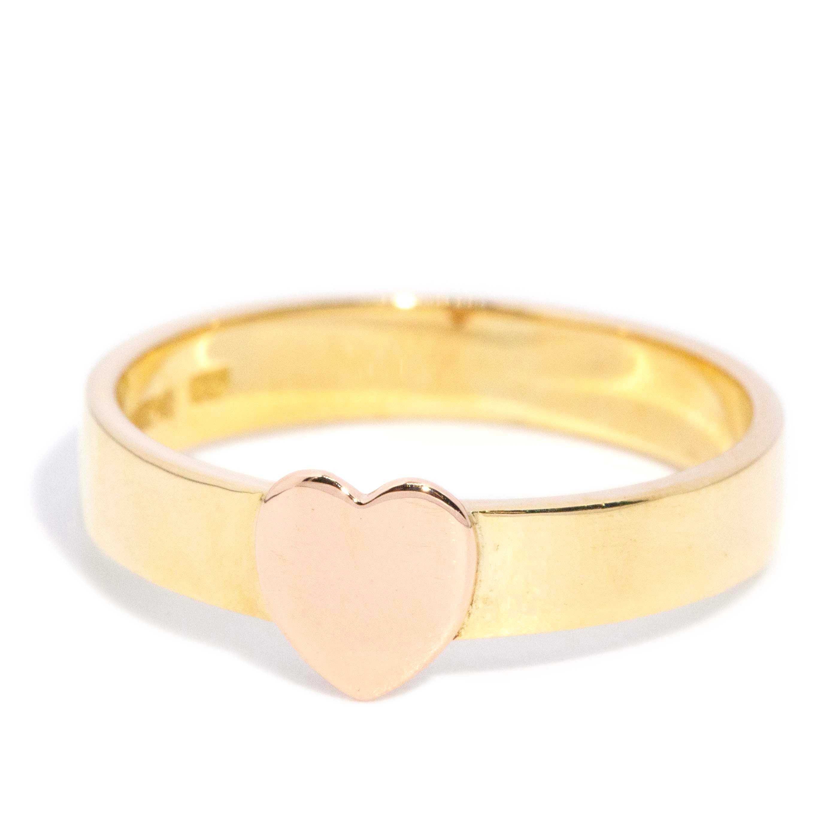 Lovelene Vintage Heart Band 18ct Rose & Yellow Gold Rings Imperial Jewellery 