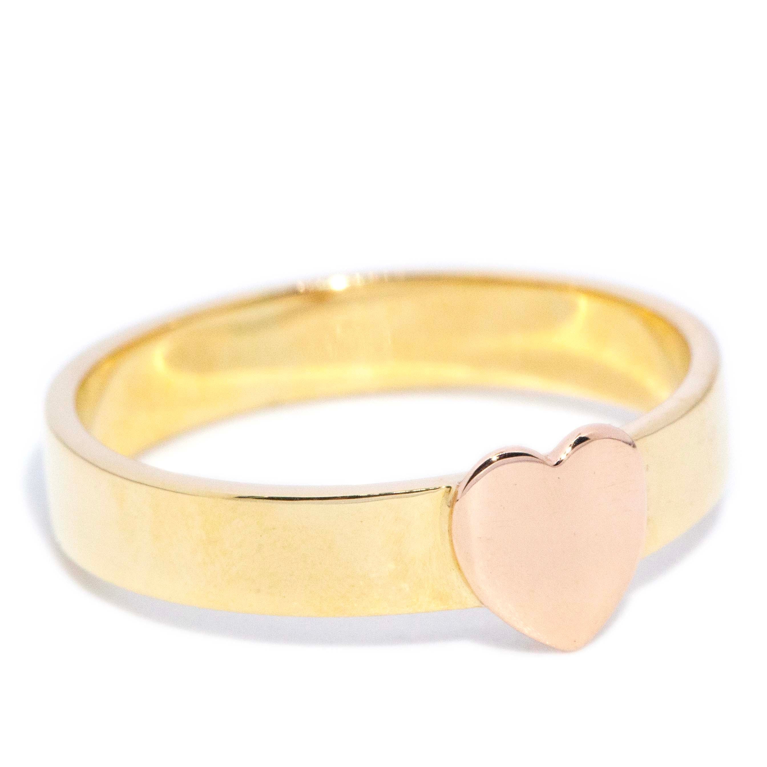 Lovelene Vintage Heart Band 18ct Rose & Yellow Gold Rings Imperial Jewellery 
