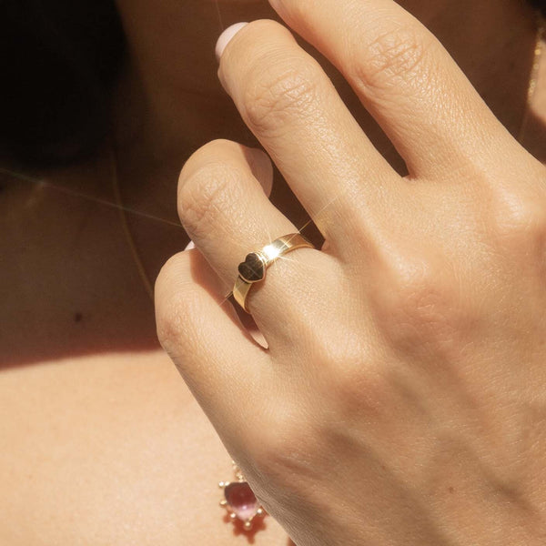 Lovelene Vintage Heart Band 18ct Rose & Yellow Gold Rings Imperial Jewellery 