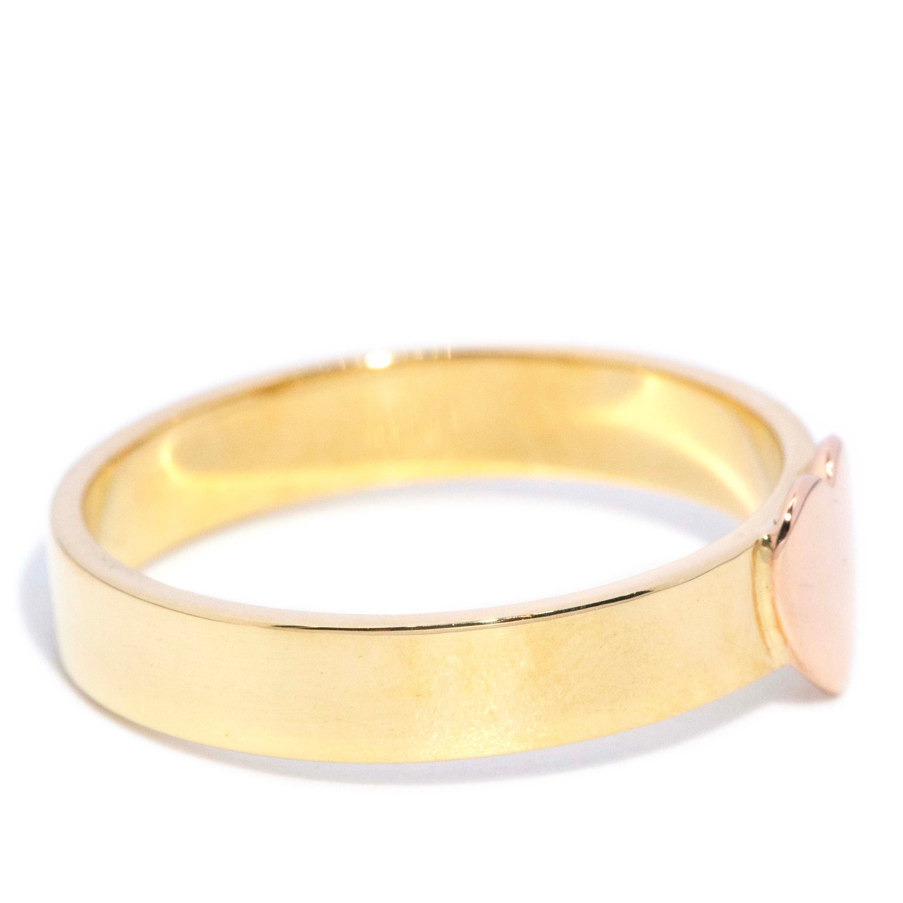 Lovelene Vintage Heart Band 18ct Rose & Yellow Gold Rings Imperial Jewellery 