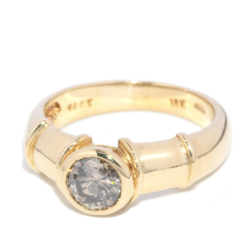 Vintage Circa 1990s Rubover Cognac Diamond Rondel Ring 18 Carat Gold