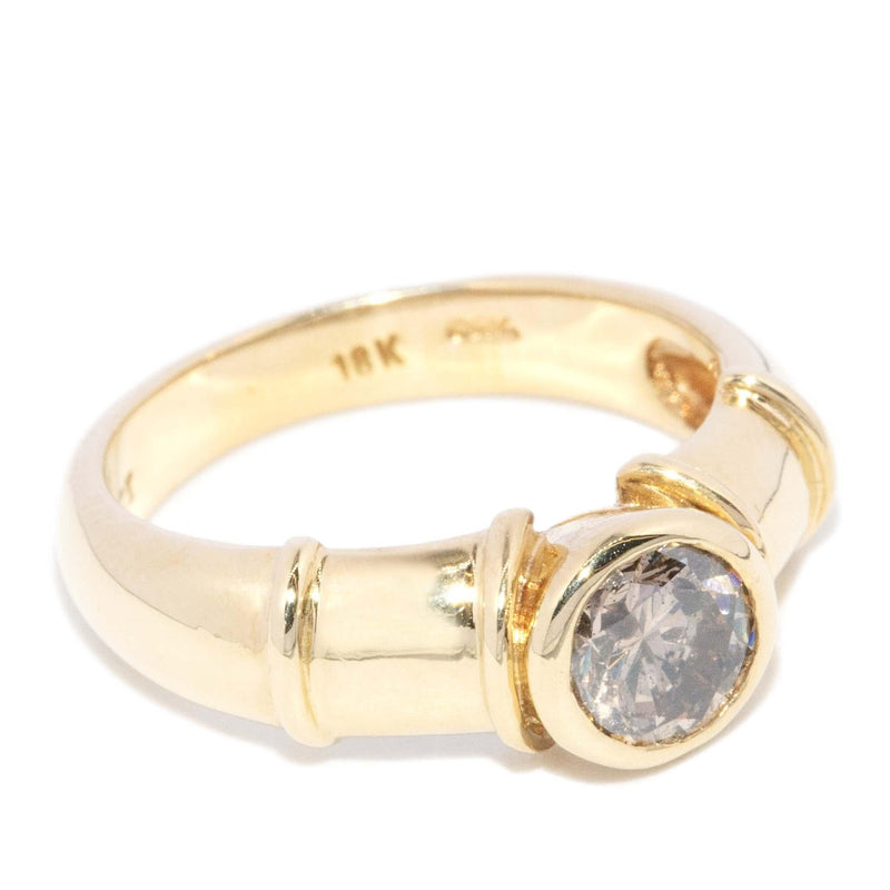 Vintage Circa 1990s Rubover Cognac Diamond Rondel Ring 18 Carat Gold