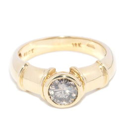 Vintage Circa 1990s Rubover Cognac Diamond Rondel Ring 18 Carat Gold