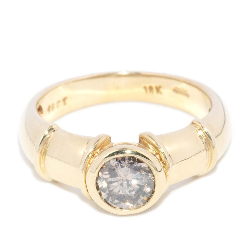 Vintage Circa 1990s Rubover Cognac Diamond Rondel Ring 18 Carat Gold