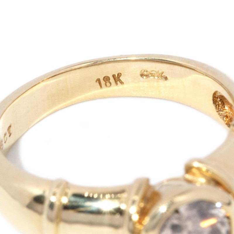 Vintage Circa 1990s Rubover Cognac Diamond Rondel Ring 18 Carat Gold