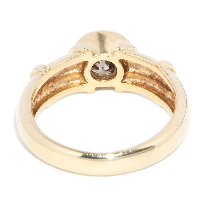 Vintage Circa 1990s Rubover Cognac Diamond Rondel Ring 18 Carat Gold