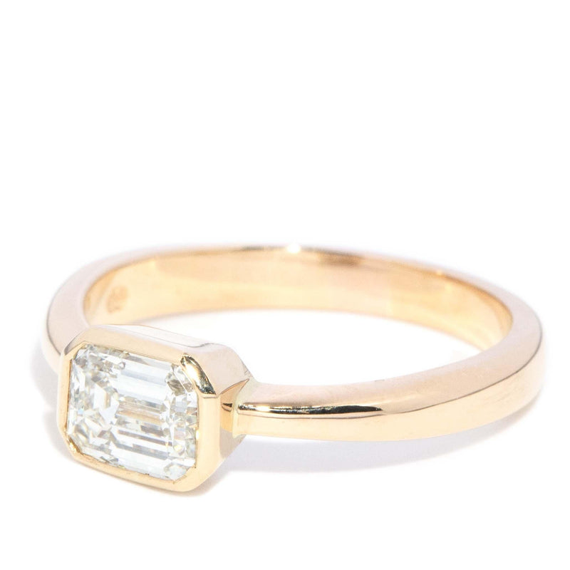 Contemporary Emerald Cut Diamond Solitaire Ring 18 Carat Gold