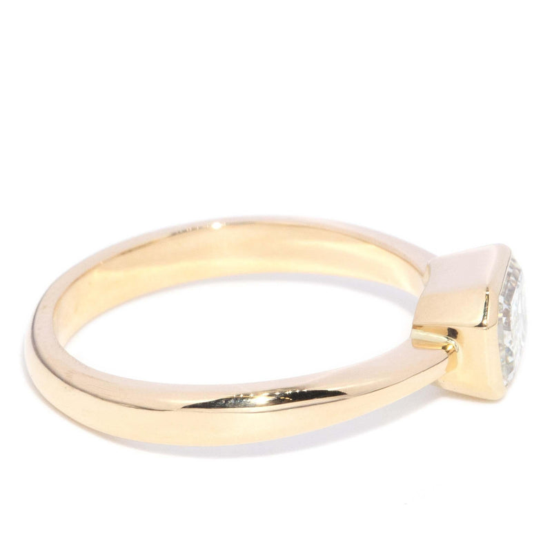 Contemporary Emerald Cut Diamond Solitaire Ring 18 Carat Gold