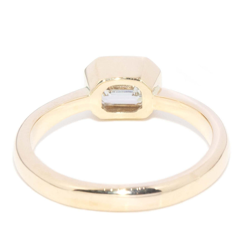 Contemporary Emerald Cut Diamond Solitaire Ring 18 Carat Gold