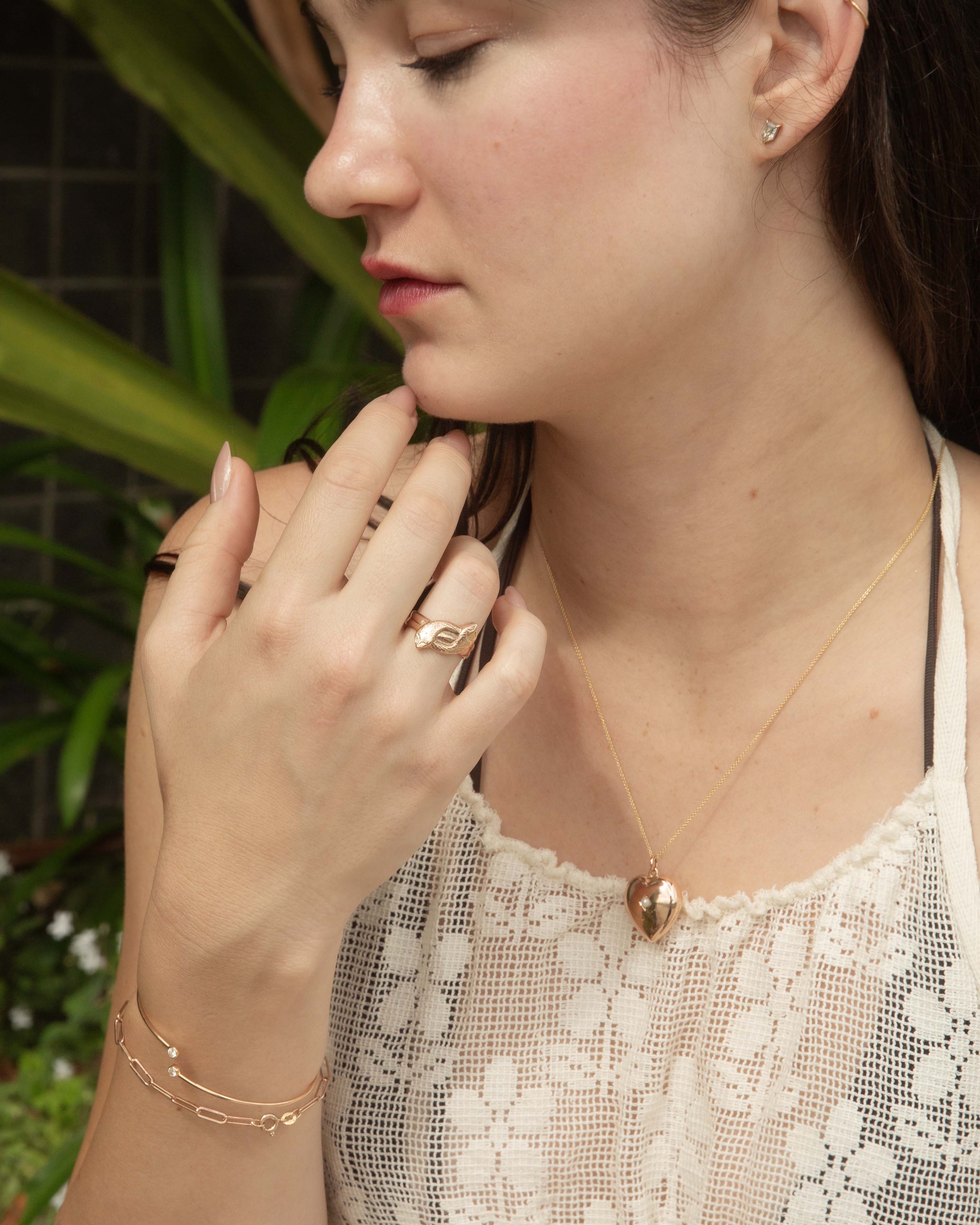 Lucius 1940s Double Snake Ring 9ct Rose Gold Rings Imperial Jewellery 