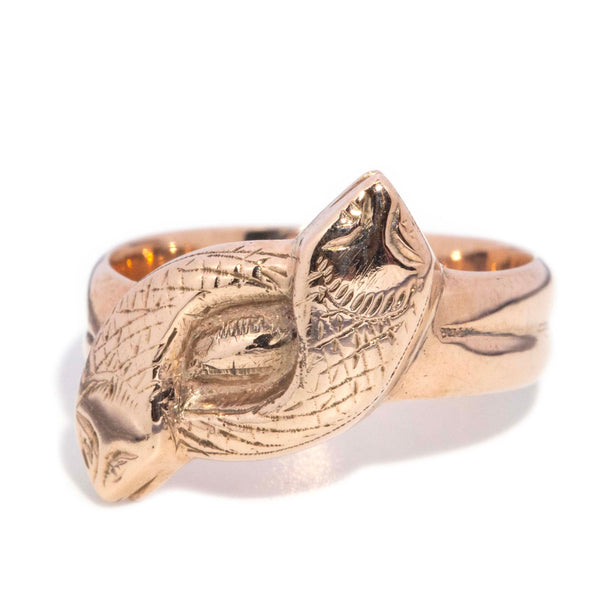 Lucius 1940s Double Snake Ring 9ct Rose Gold Rings Imperial Jewellery 