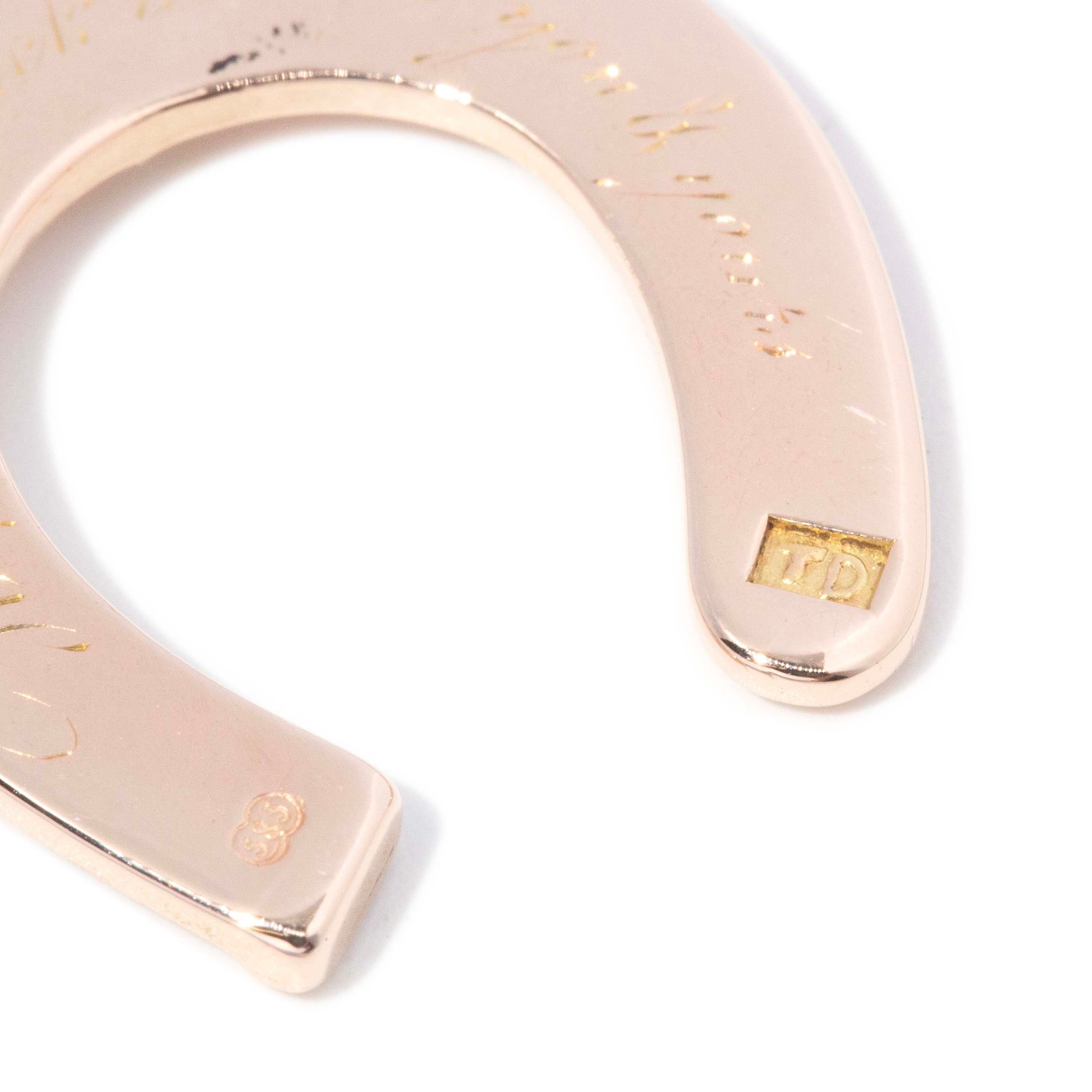 Lucky 1960s Horseshoe Pendant 14ct Rose Gold Pendants/Necklaces Imperial Jewellery 