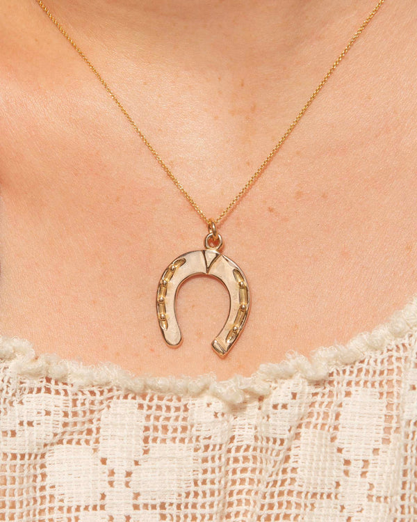 Lucky 1960s Horseshoe Pendant 14ct Rose Gold Pendants/Necklaces Imperial Jewellery 