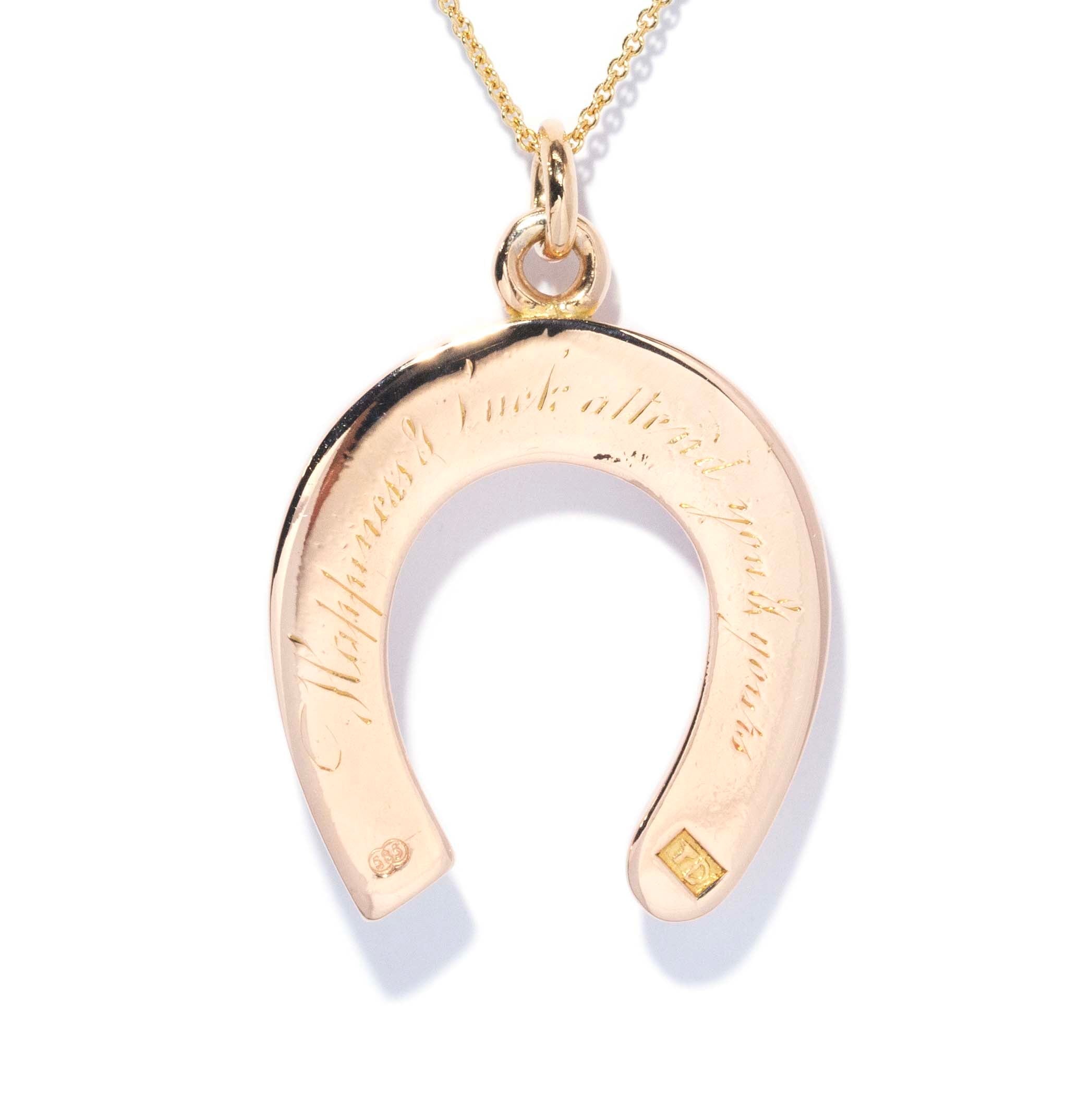 Lucky 1960s Horseshoe Pendant 14ct Rose Gold Pendants/Necklaces Imperial Jewellery 