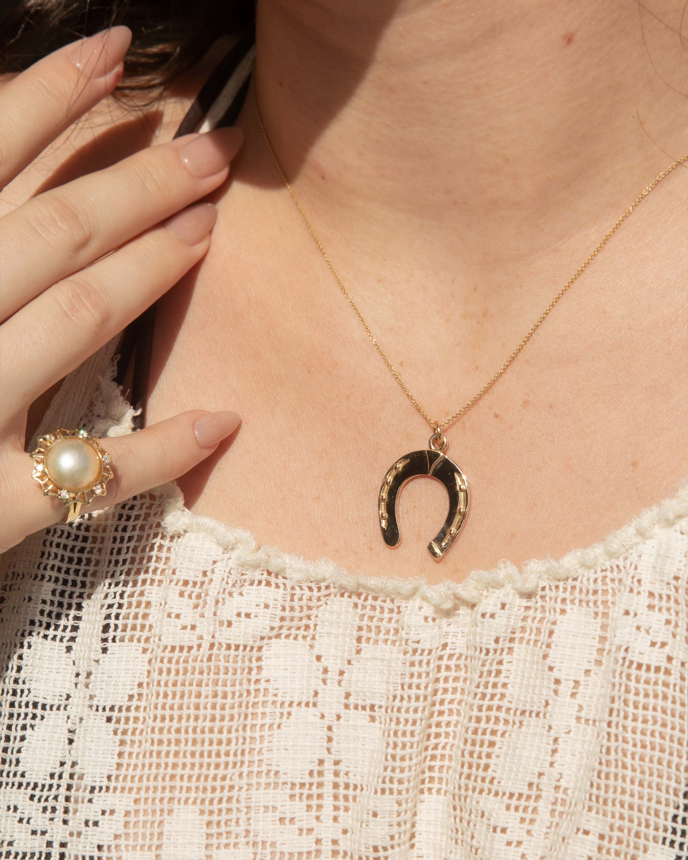 Lucky 1960s Horseshoe Pendant 14ct Rose Gold Pendants/Necklaces Imperial Jewellery 