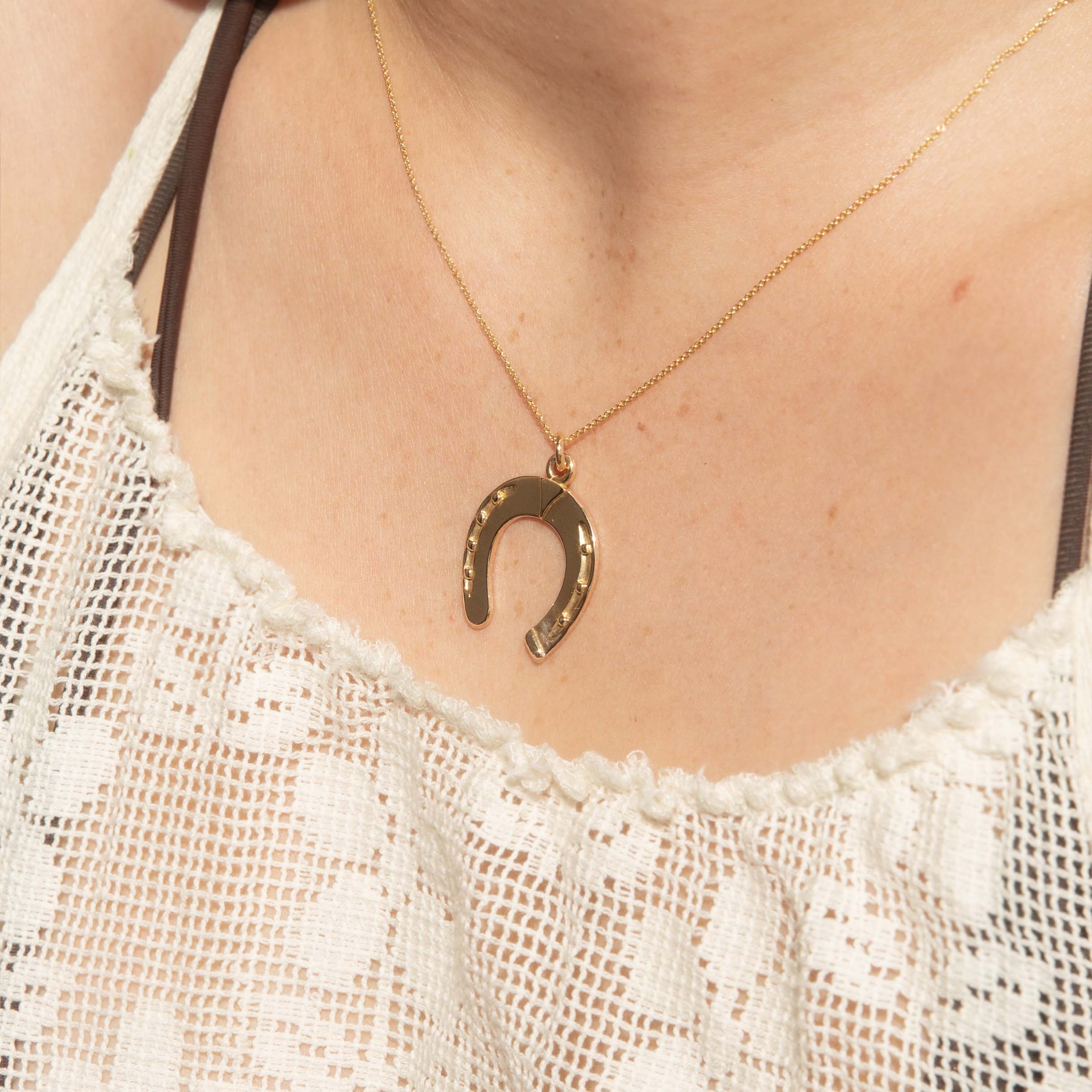 Lucky 1960s Horseshoe Pendant 14ct Rose Gold Pendants/Necklaces Imperial Jewellery 