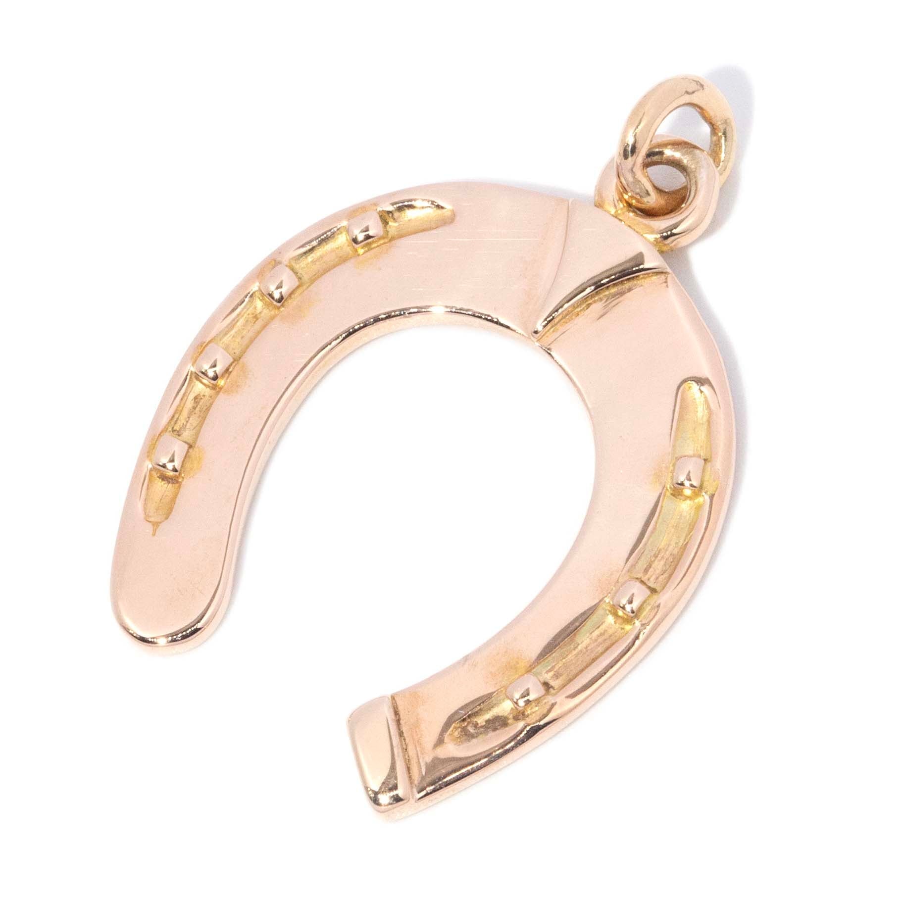 Lucky 1960s Horseshoe Pendant 14ct Rose Gold Pendants/Necklaces Imperial Jewellery 