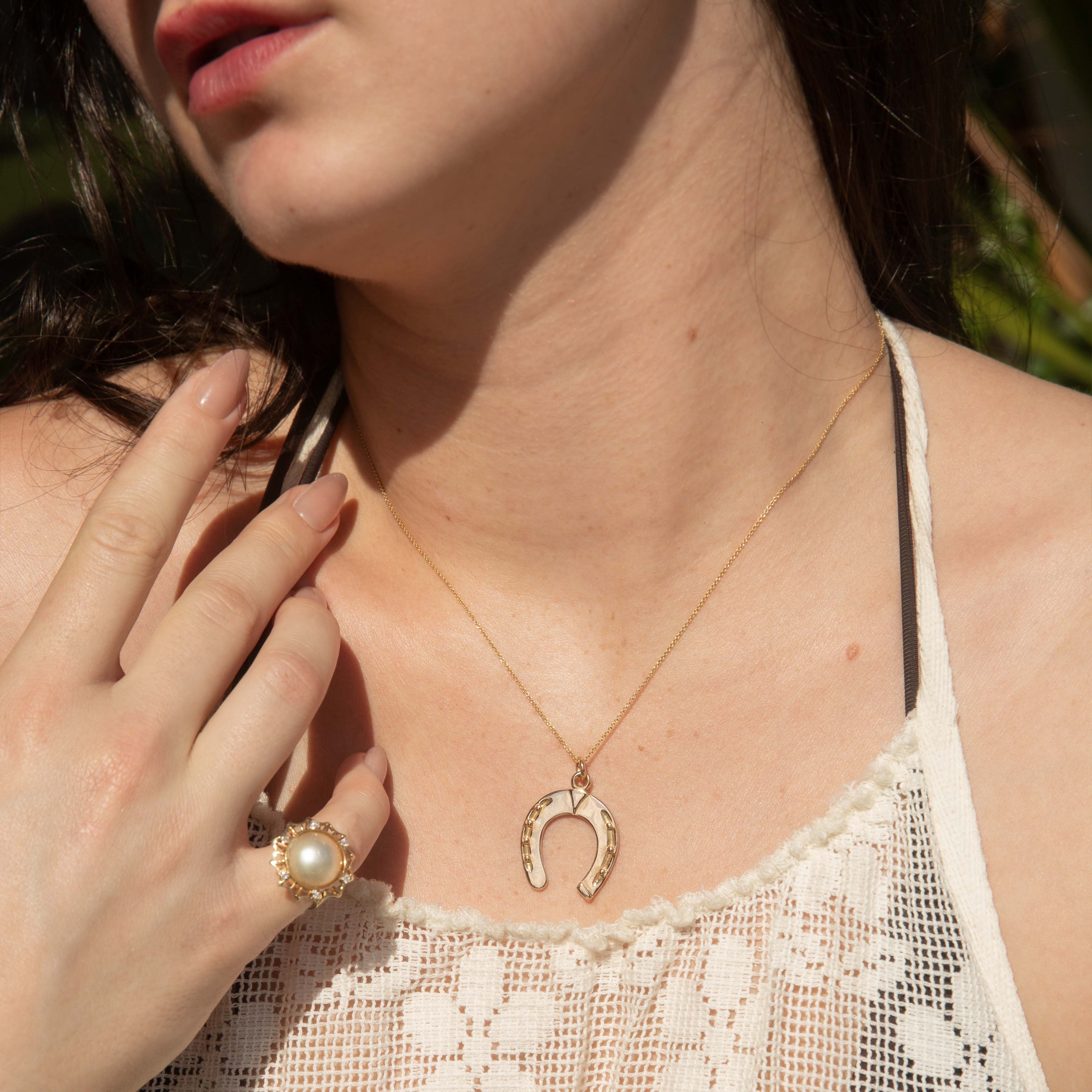 Lucky 1960s Horseshoe Pendant 14ct Rose Gold Pendants/Necklaces Imperial Jewellery 