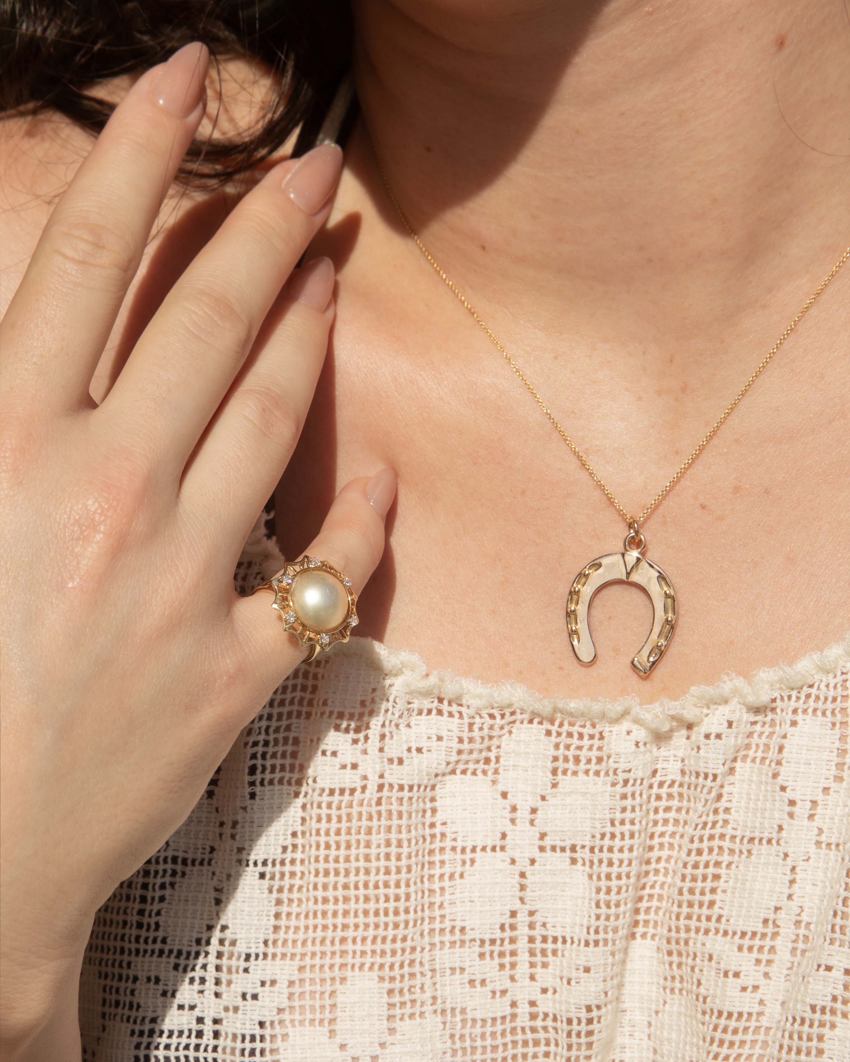 Lucky 1960s Horseshoe Pendant 14ct Rose Gold Pendants/Necklaces Imperial Jewellery 