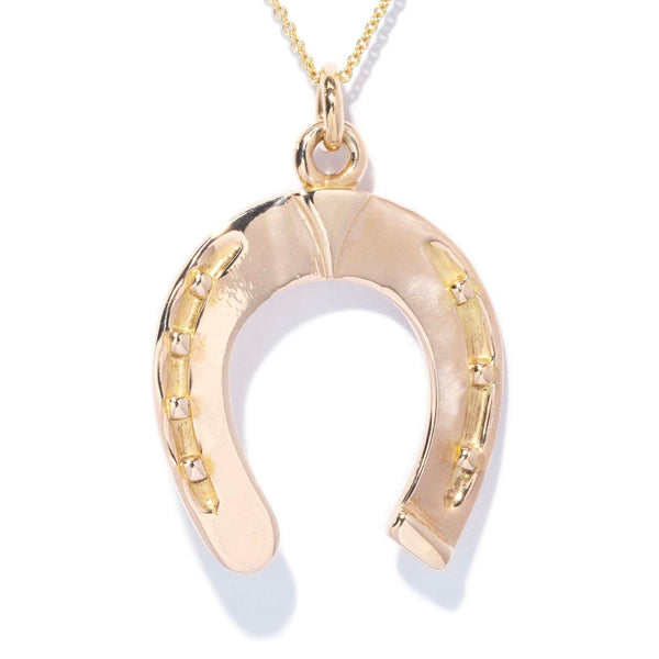 Lucky 1960s Horseshoe Pendant 14ct Rose Gold Pendants/Necklaces Imperial Jewellery 