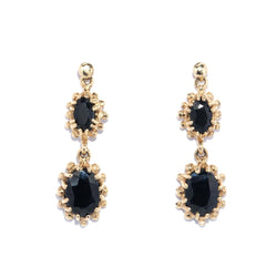 Vintage Circa 1980s Sapphire Beaded Drop Earrings 9 Carat Gold