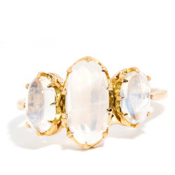 Lunar 1900s Moonstone Three Stone Ring 18ct Gold Rings Imperial Jewellery Imperial Jewellery - Hamilton 