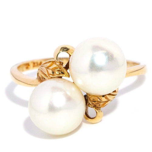 Lux Akoya Pearl Toi Et Moi Bypass Ring 14K Yellow Gold
